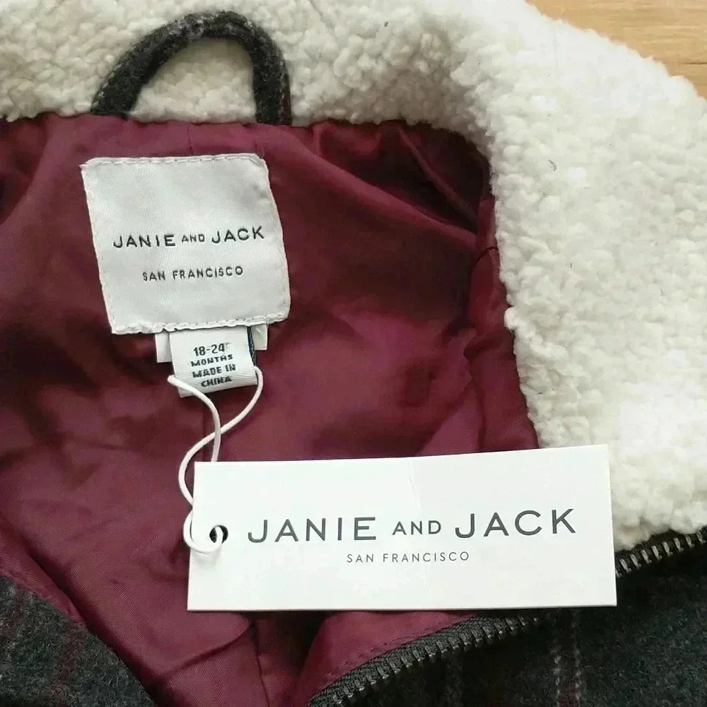 🌟 NWT Janie and Jack plaid sherpa collar bomber jacket 18-24m - Picture 5 of 7